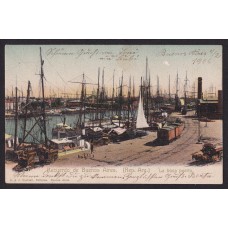 LA BOCA EL PUERTO Y VIAS DE FERROCARRIL ANTIGUA TARJETA POSTAL CIRCULADA 1906